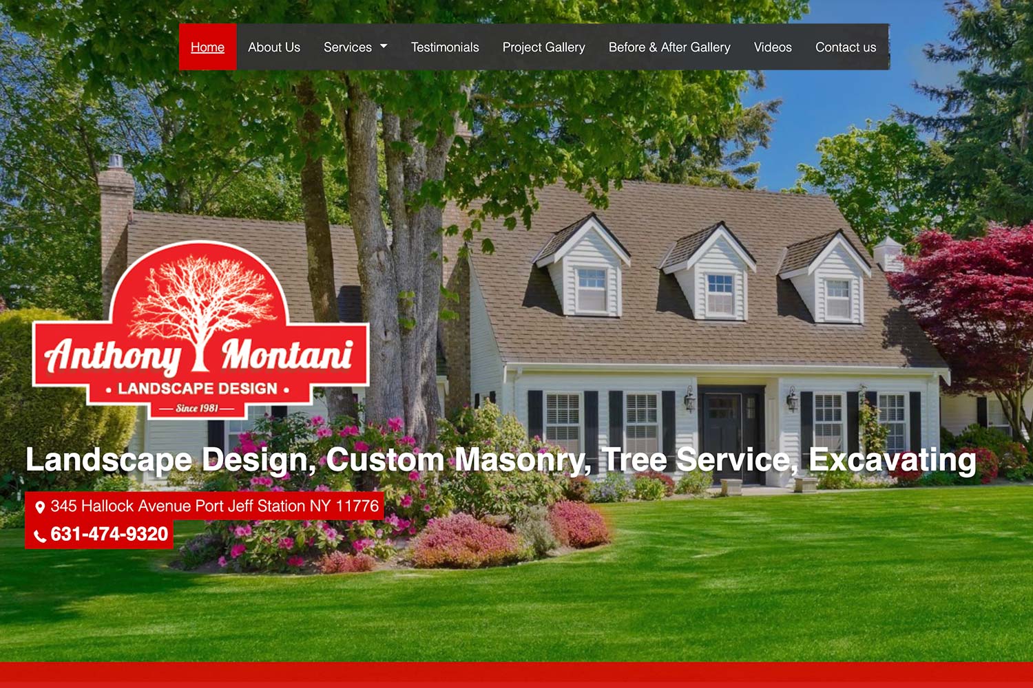 Anthony Montani Landscaping website homepage