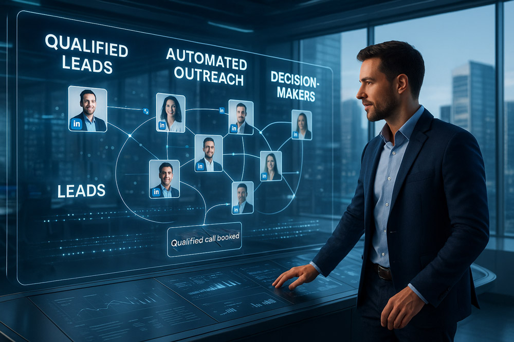 LinkedIn Sales Navigator 3 Man looking at a LinkedIn B2B lead generation system